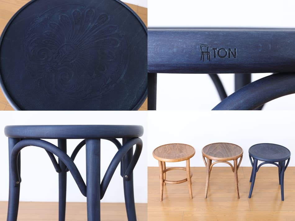 トンTON ベントウッドスツール No60 アーチレッグArch leg/デニムブルー | 2枚目